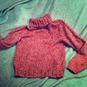 Red and white turtle neck sweater